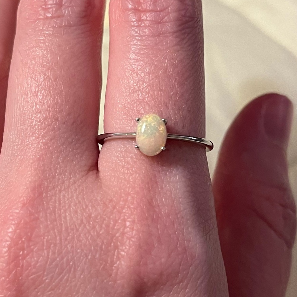 Linjer Sterling Silver Opal Ring